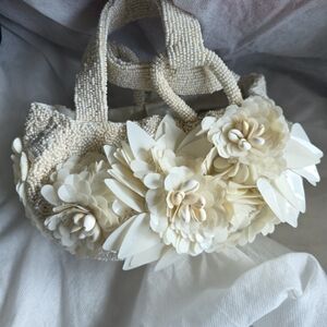 Elegant Cream Beaded Floral Women's Bag